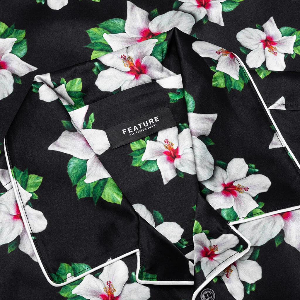Howard Hawaiian Silk Shirt Black