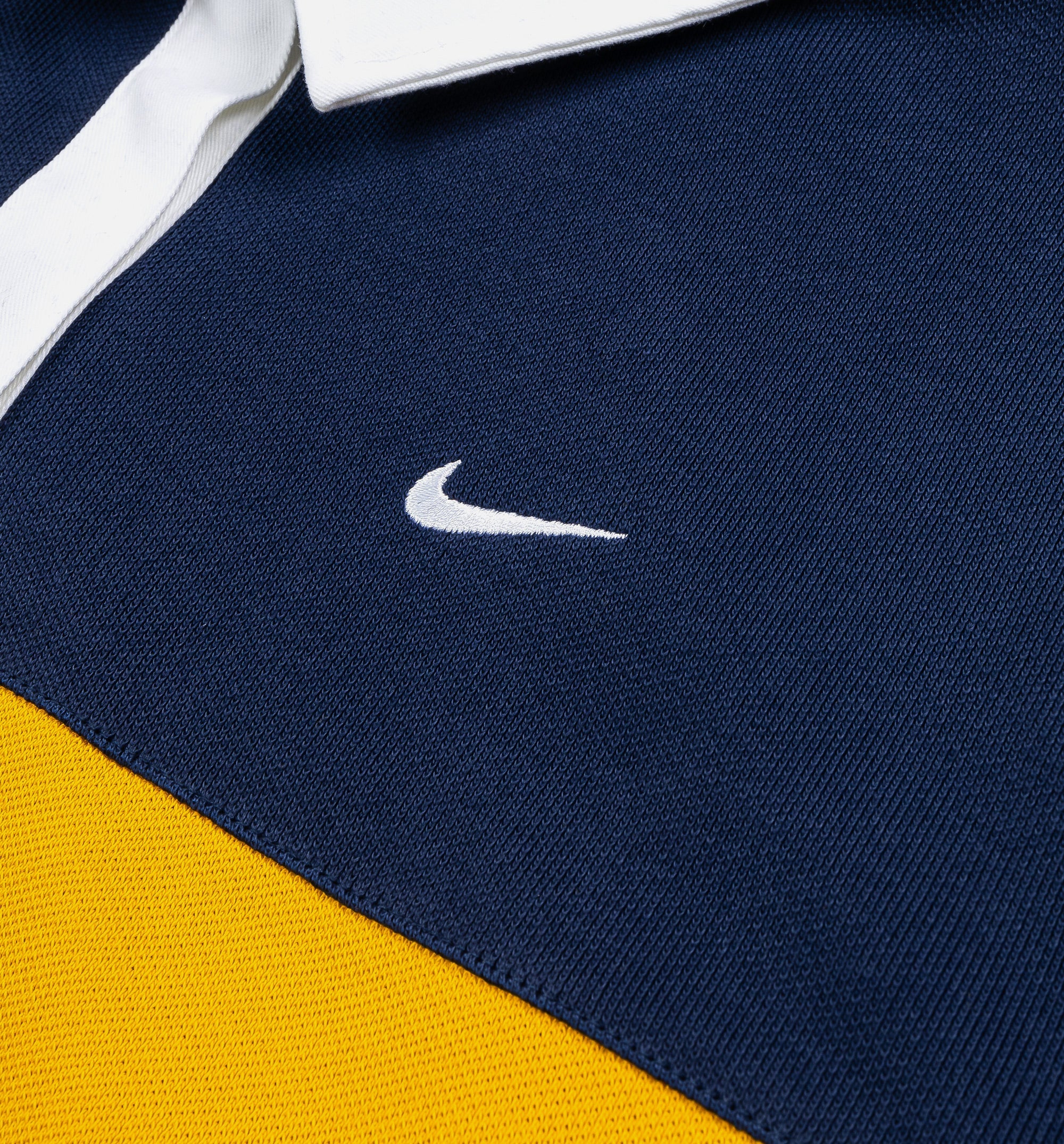 NSW Oversized Polo Top Womens Short Sleeve Shirt Midnight Navy Dark Sulphur White White