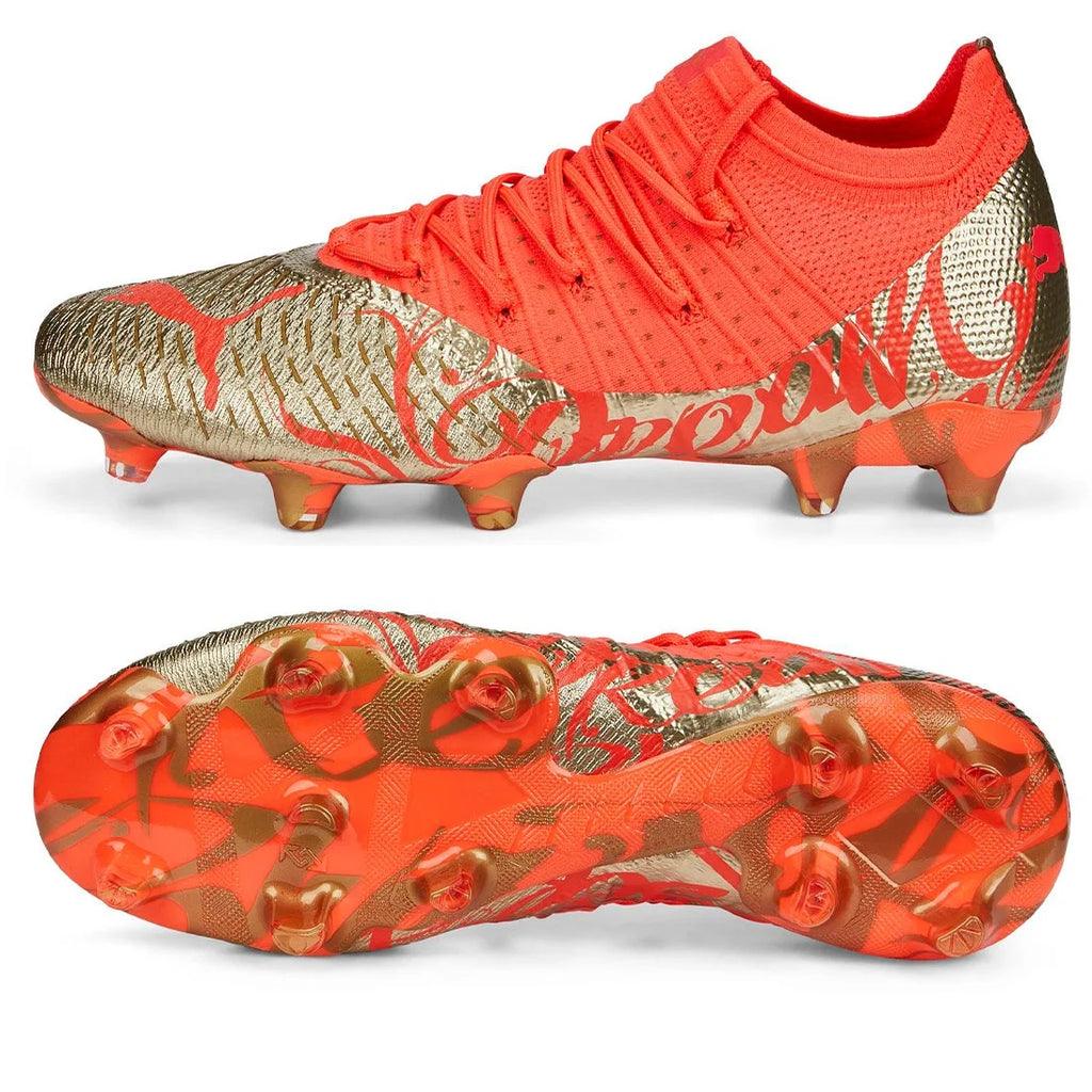 PUMA Future Z 14 Neymar JR FG AG Firm Ground Soccer Cleats Fiery Coral Gold