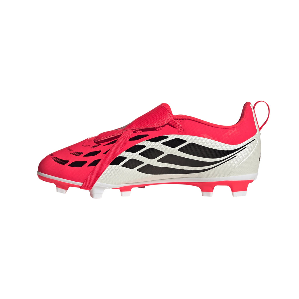 adidas Predator Club Fold Over Tongue Elastic Laces FG MG Youth Soccer Cleats Red Black White