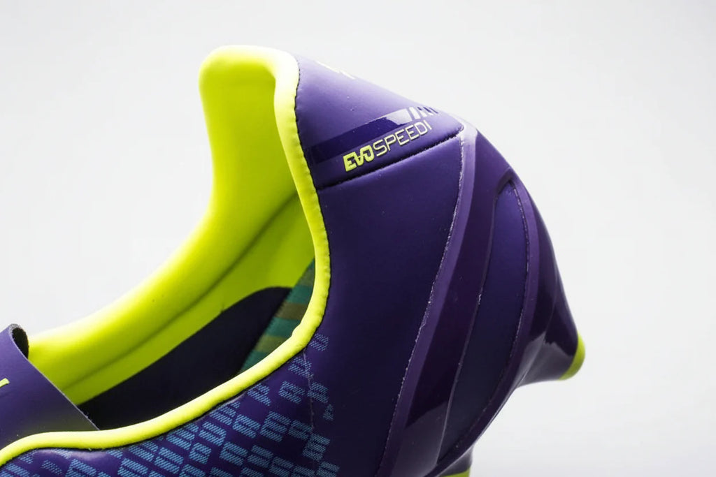 PUMA Evospeed 13 FG Firm Ground Soccer Cleats Prism Violet Fluro Yellow Scuba Blue