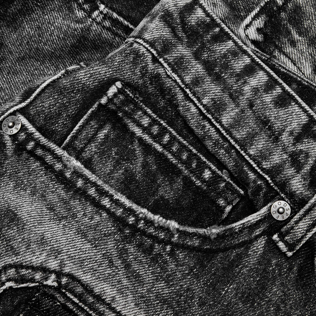 Octagon Cargo Denim Shorts Grey Wash