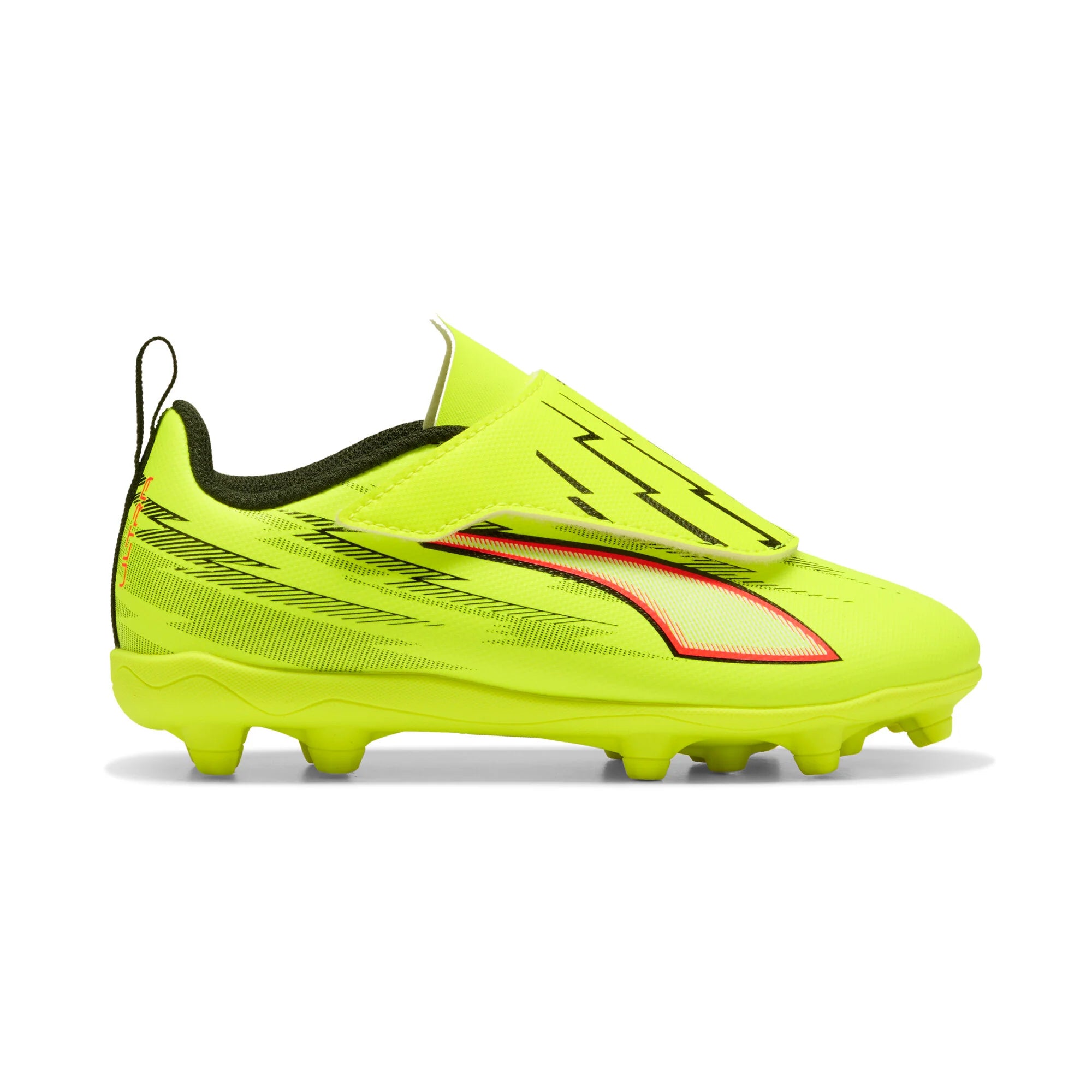 PUMA Ultra 6 Play V FG AG RB Firm Multi Ground Youth Soccer Cleats Yellow Black Red
