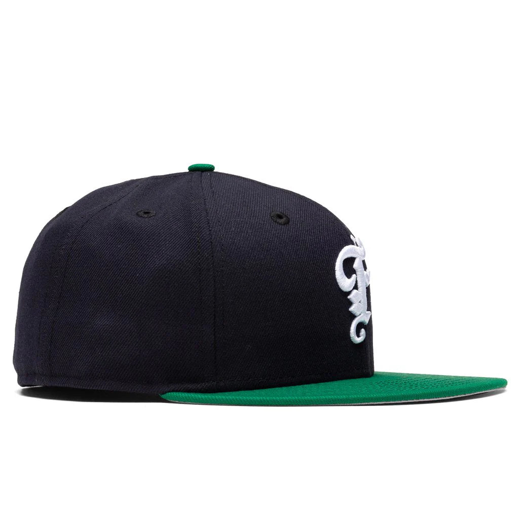 Feature x New Era Old English Fitted Cap Navy Green