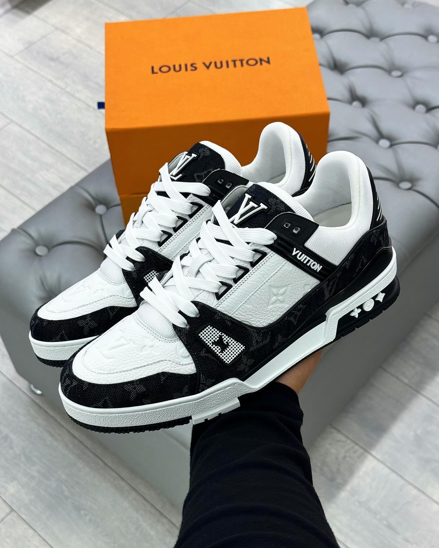 Louis Vuitton LV Trainer Sneaker Monogram Black Denim