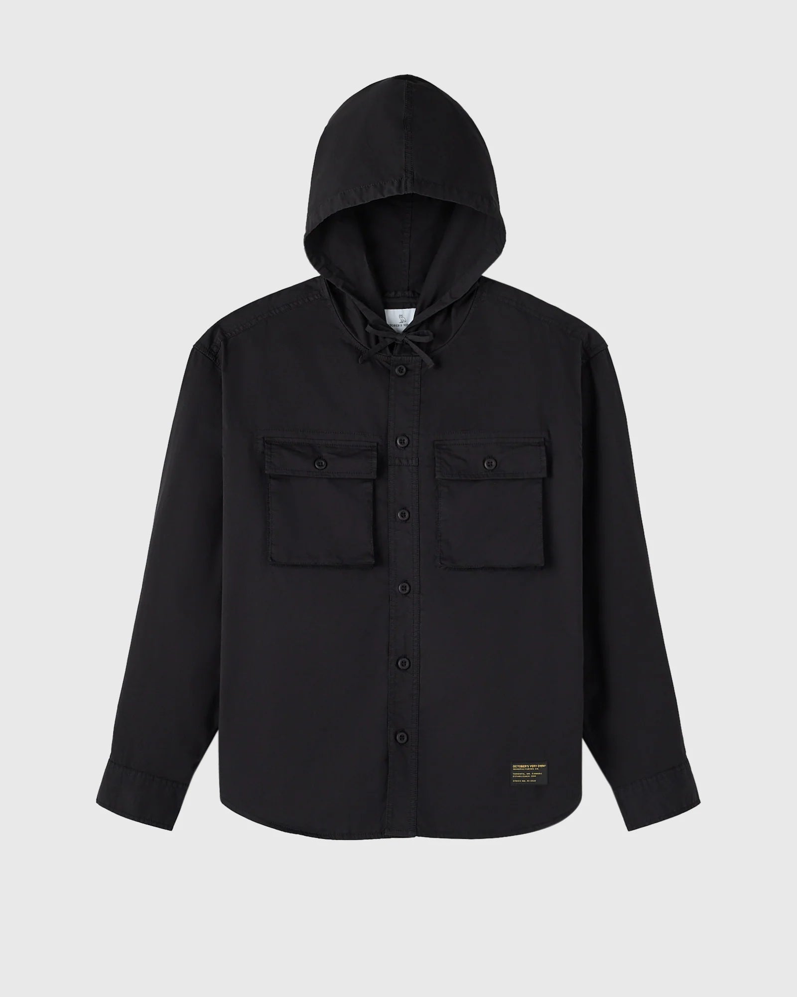 Hooded Button Up Shirt Black