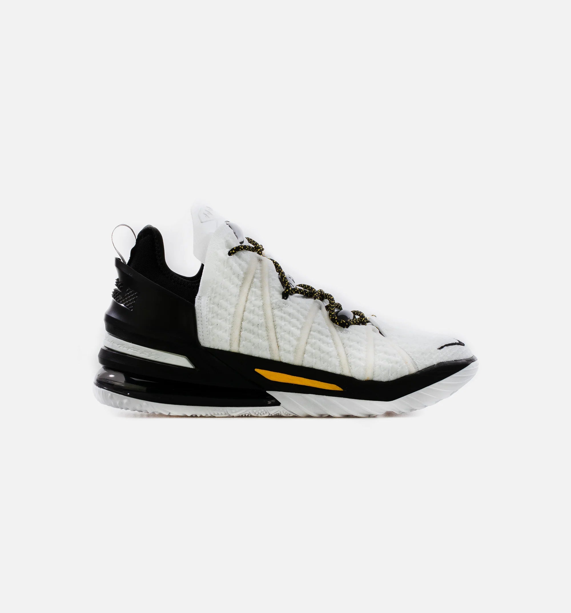 Lebron 18 Home Mens Basketball Shoe White Black Yellow