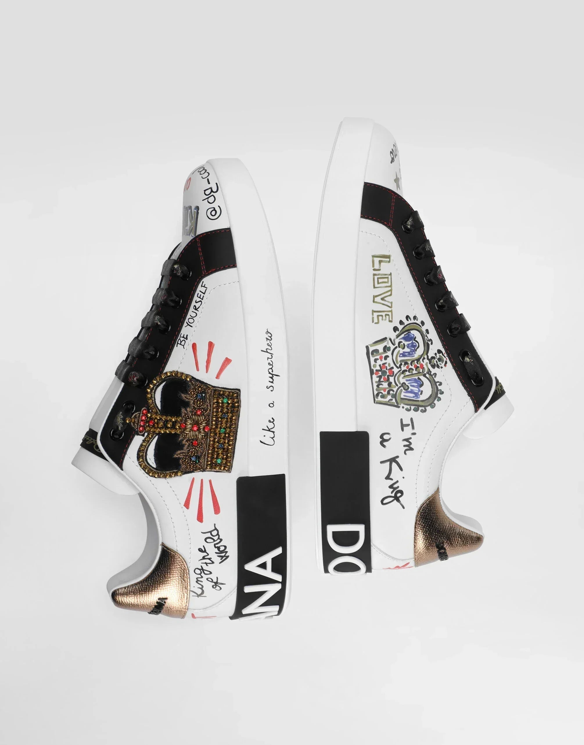 DG Portofino Sneakers In Printed Nappa Calfskin With Patch