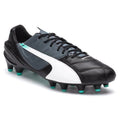 PUMA evoSPEED 13 Leather FG Firm Ground Soccer Cleats Black White Pool Green