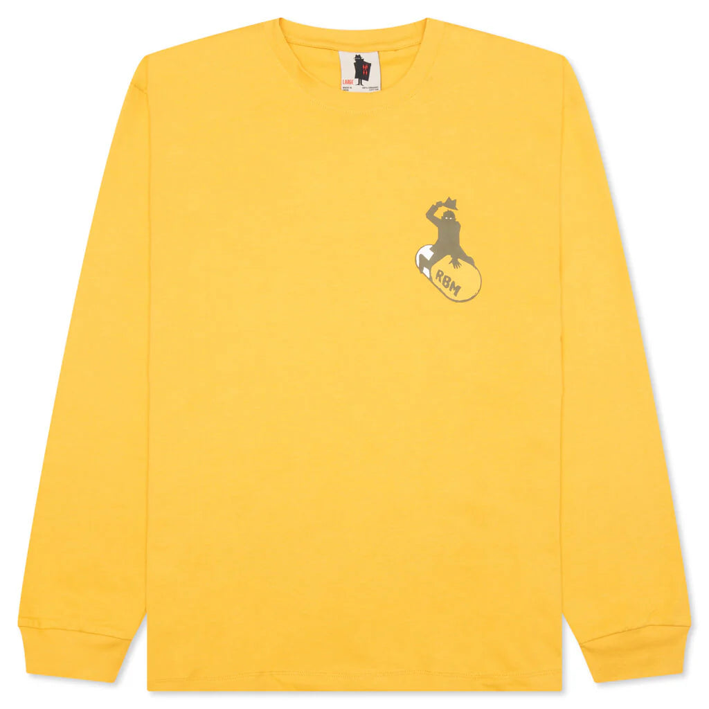 Stop Worrying L S Tee Mustard