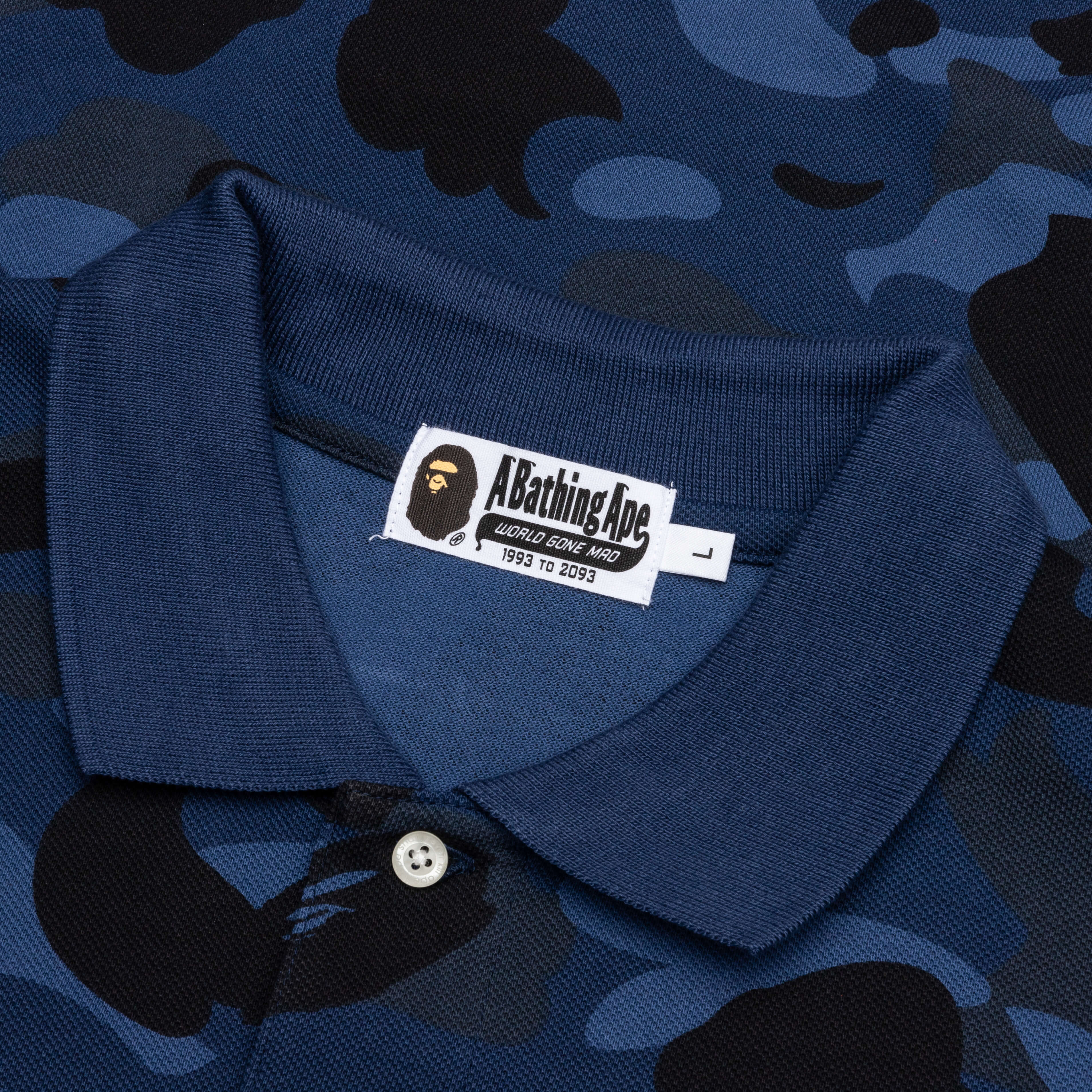 Color Camo Large Ape Head Relaxed Fit Polo Shirt Navy