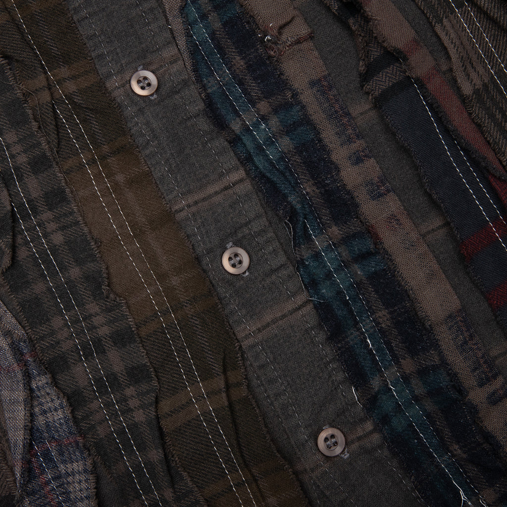 Over Dyed Ribbon Wide Shirt Brown