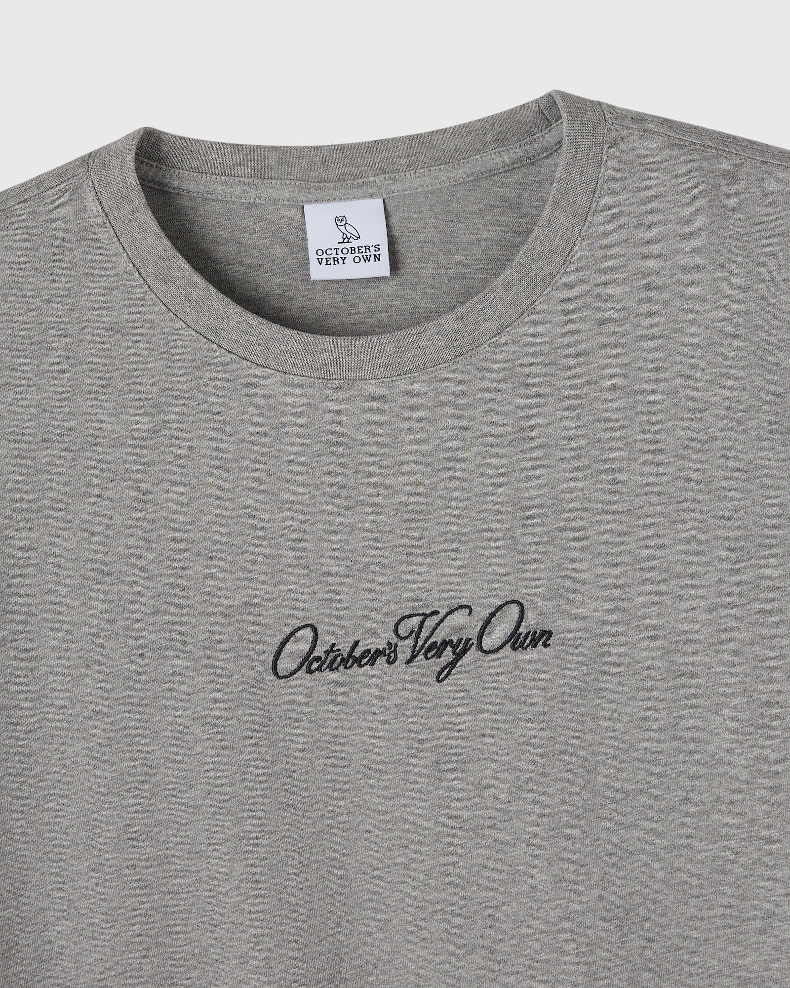 Luxe Jersey Script Tee Heather Grey