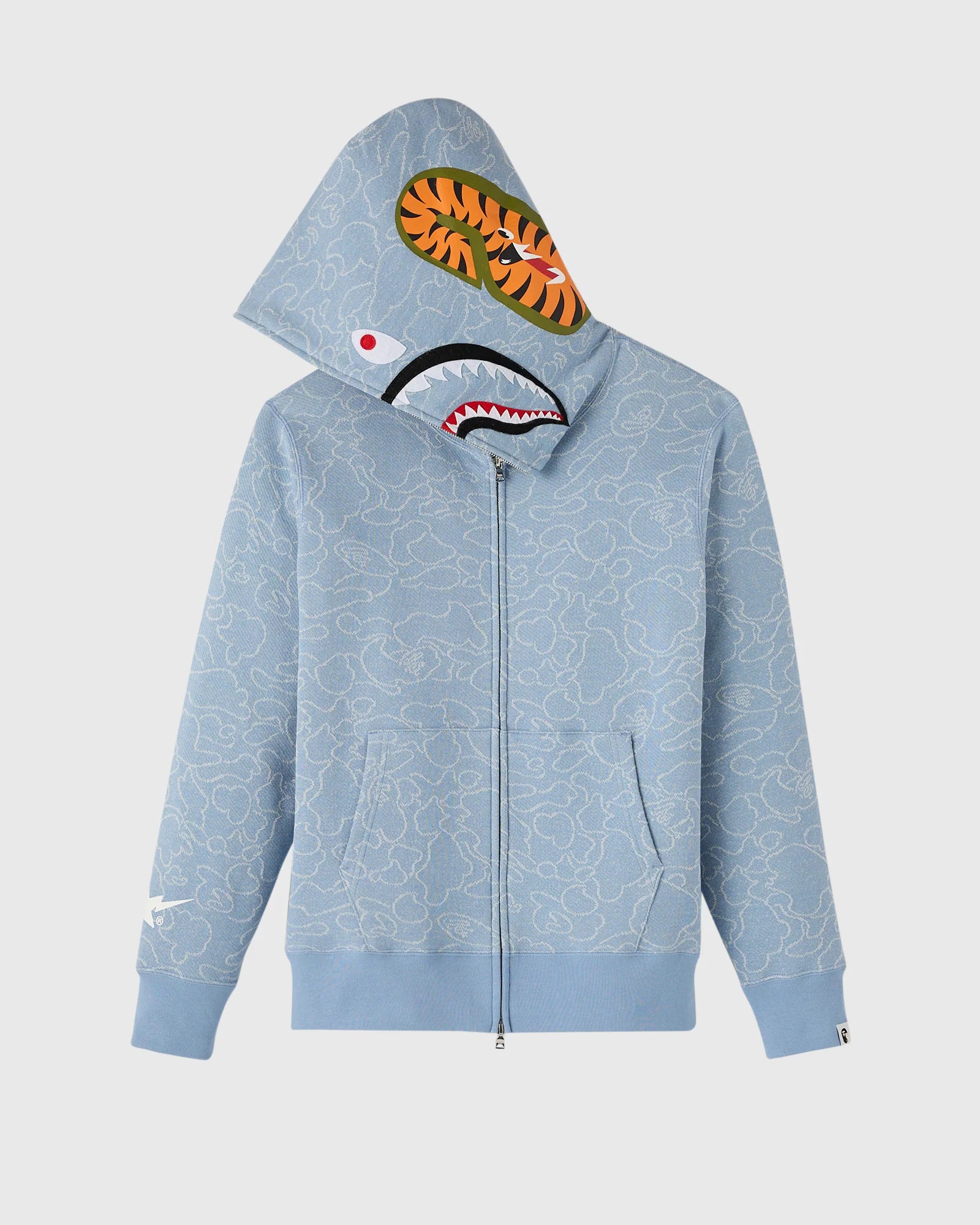 BAPE Neon 1st Camo Shark Full Zip Hoodie Light Indigo