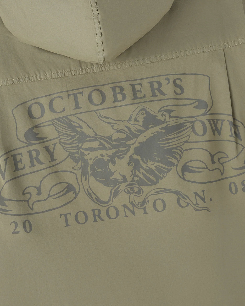 Hooded Button Up Shirt Olive Green