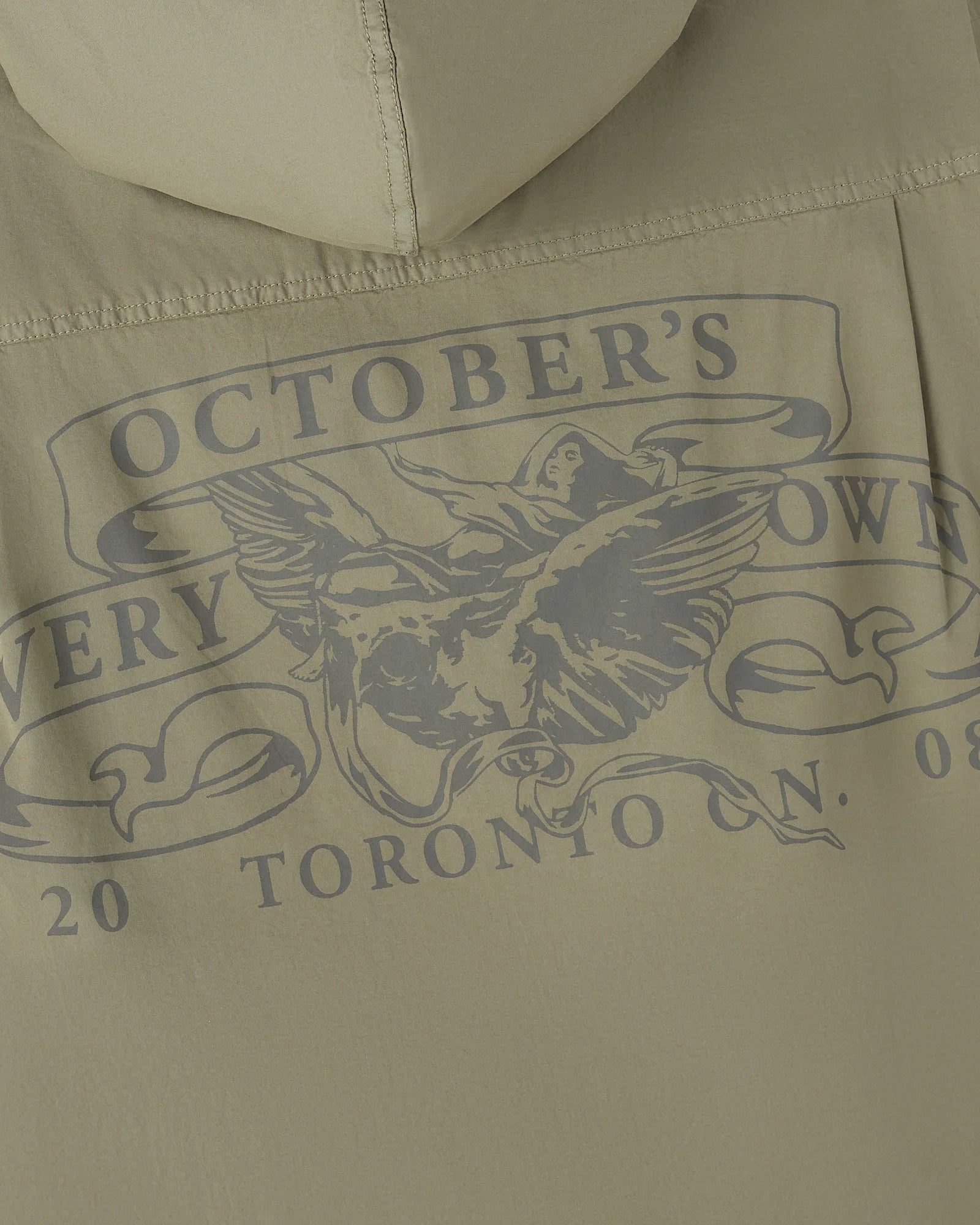 Hooded Button Up Shirt Olive Green