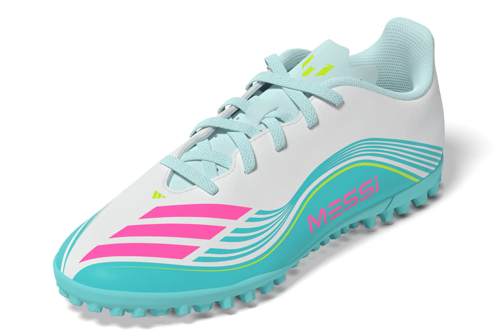 adidas F50 Messi Club TF Turf Youth Soccer Cleats White Pink Aqua