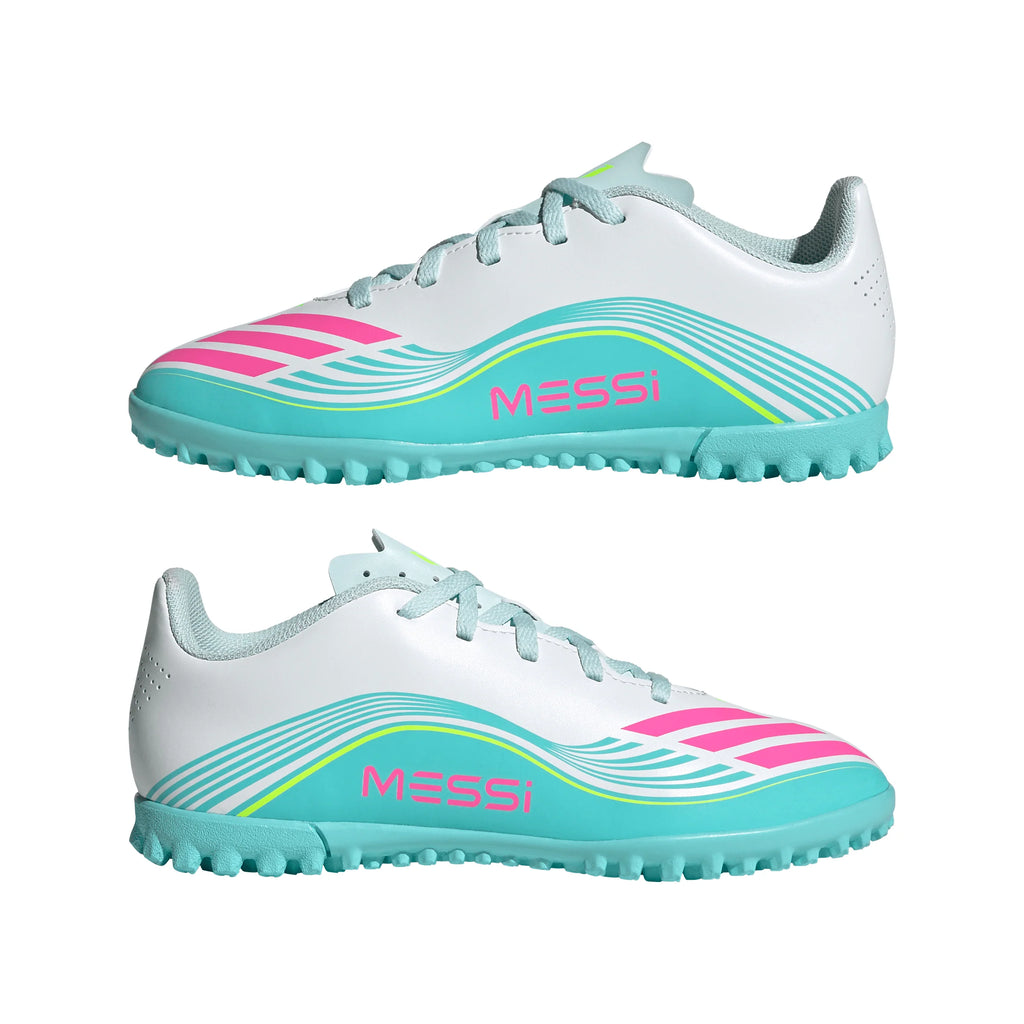 adidas F50 Messi Club TF Turf Youth Soccer Cleats White Pink Aqua