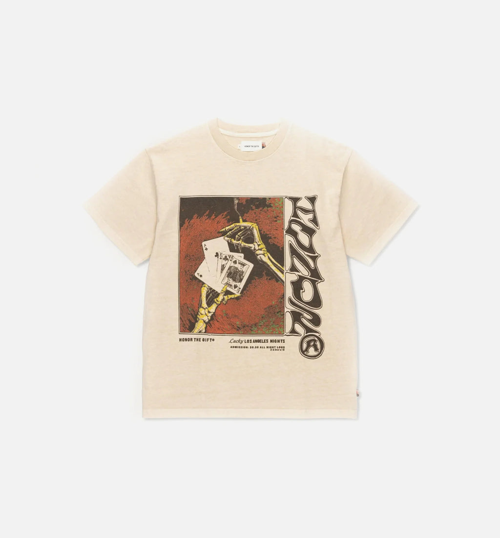 Lucky Hand Tee Mens T Shirt Cream