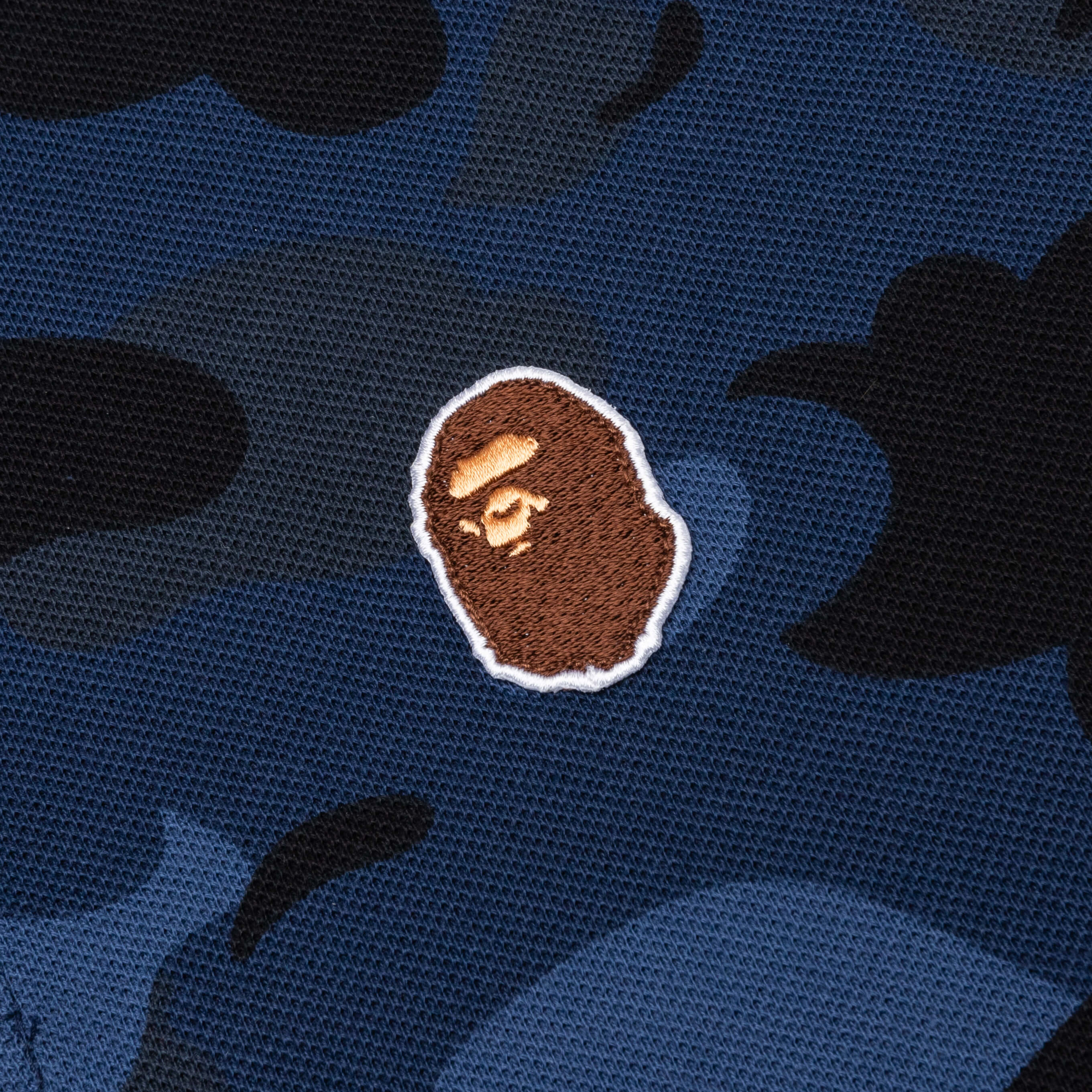 Color Camo Large Ape Head Relaxed Fit Polo Shirt Navy