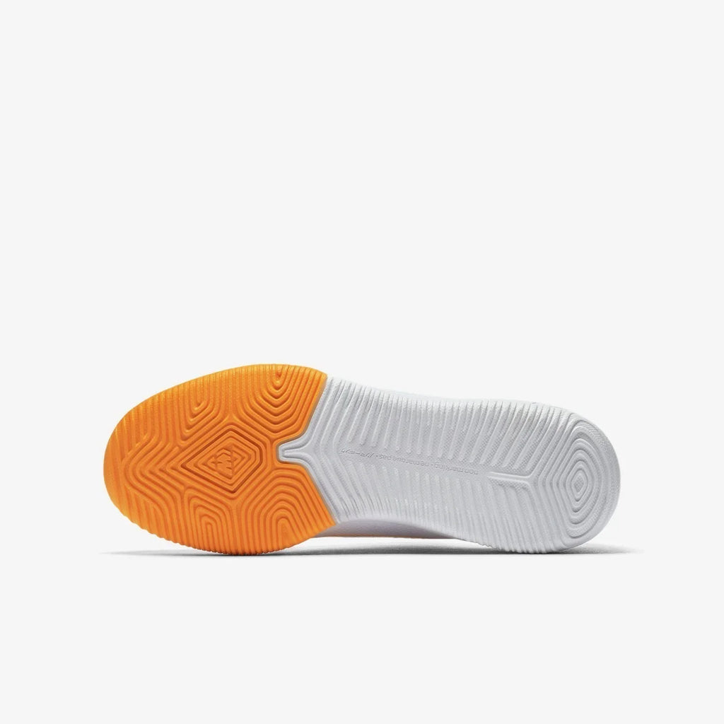 Nike Jr MercurialX Vapor XII Academy Indoor Soccer Shoes White Total Orange Metallic Cool Grey Metallic Cool Grey