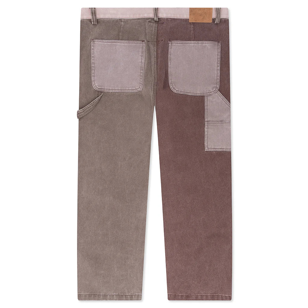 Patchwork Face Double Knee Pant Brown Multi