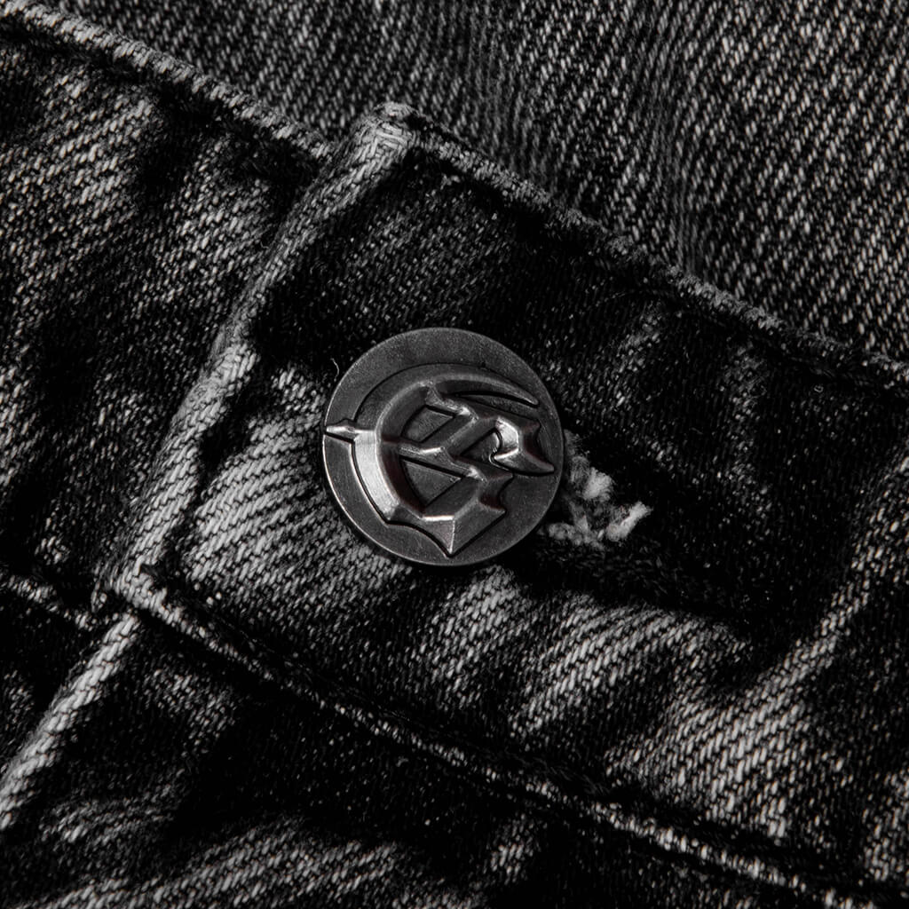 Octagon Cargo Denim Shorts Grey Wash