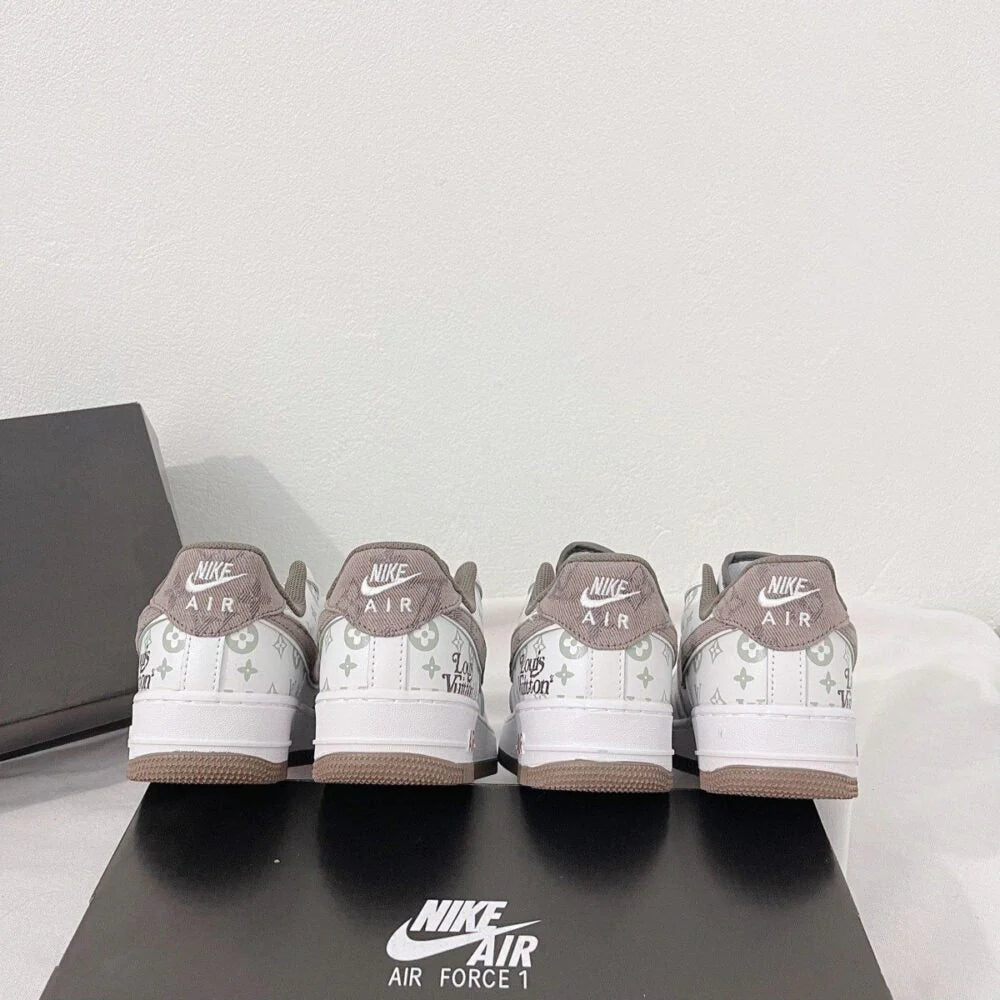 Louis Vuitton x Nike Air Force 1 White Mocha Monogram Custom