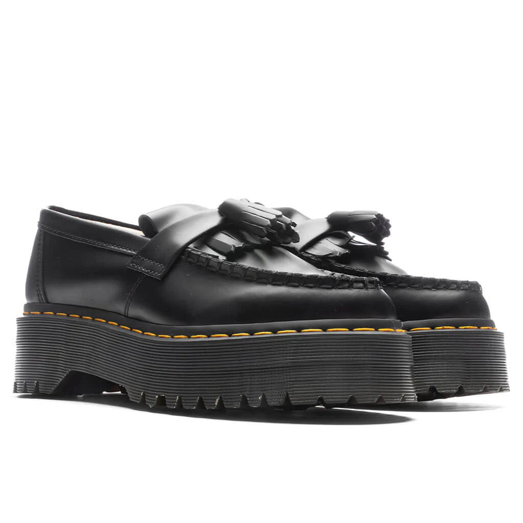 Adrian Leather Platform Tassel Loafers Black Smooth