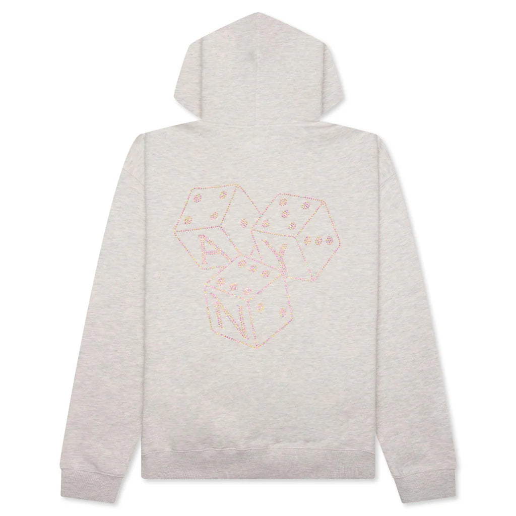 Dice Rhinestone Hoodie Heather Grey
