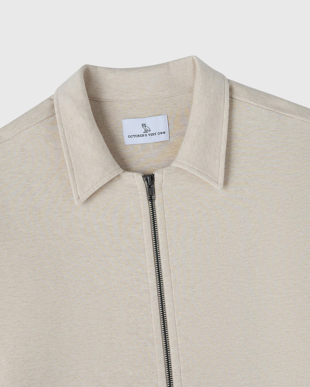 Double Knit Script Overshirt Heather Oatmeal