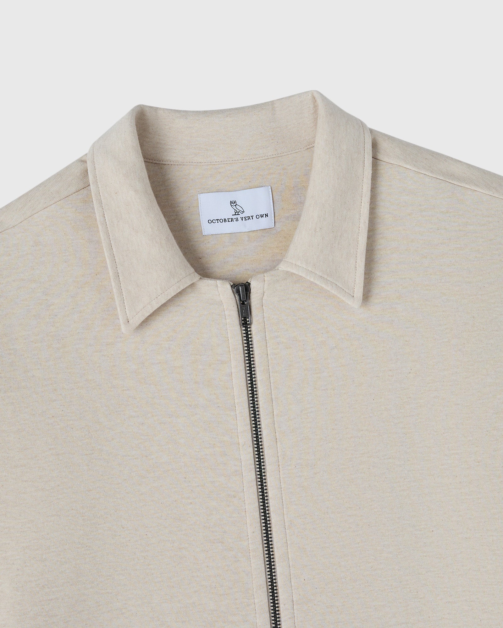 Double Knit Script Overshirt Heather Oatmeal