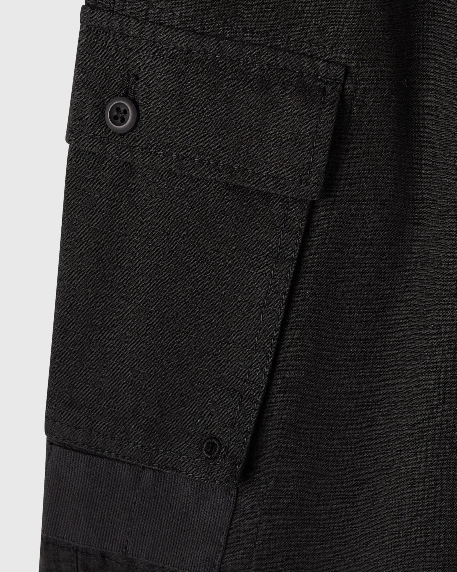 Linen Ripstop Cargo Short Black