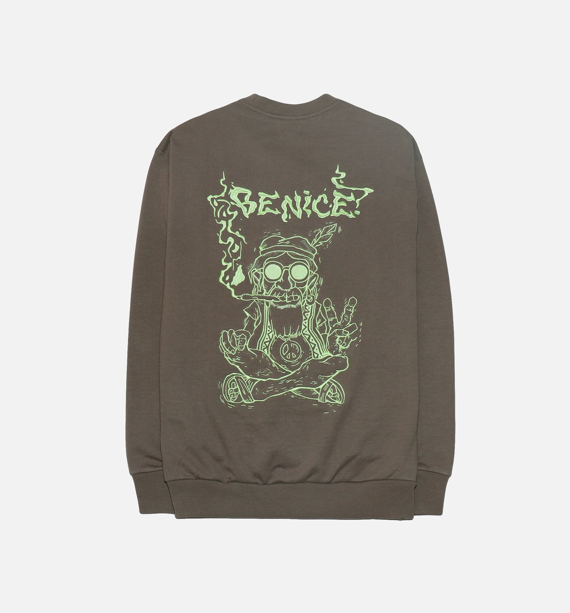 Be Nice Smoke Fleece Crew Mens Crew Granite