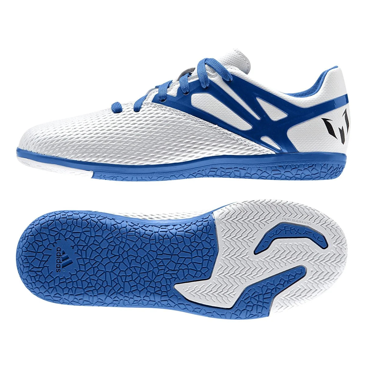 adidas Messi 153 IN Youth Indoor Soccer Shoes White Blue Black