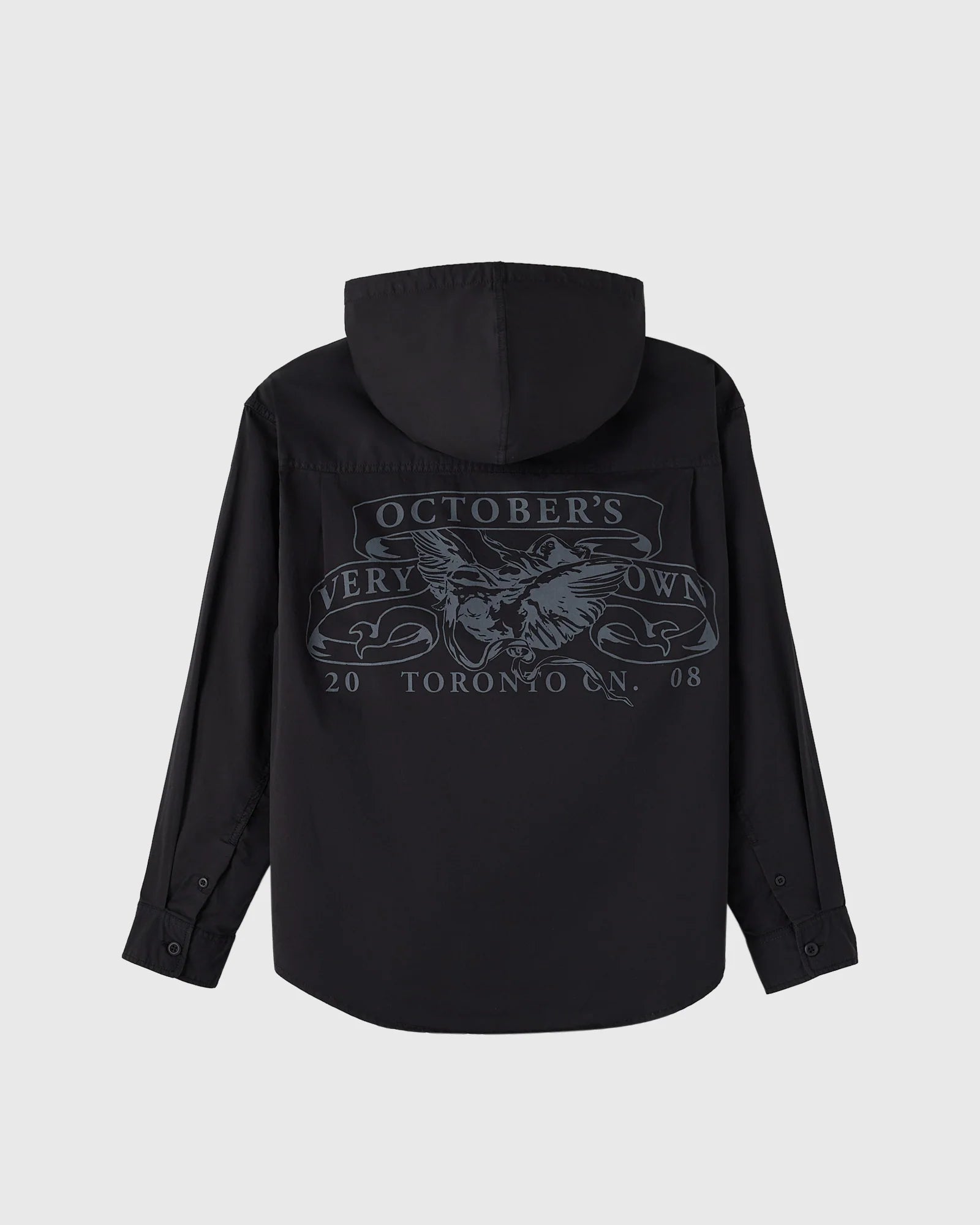 Hooded Button Up Shirt Black