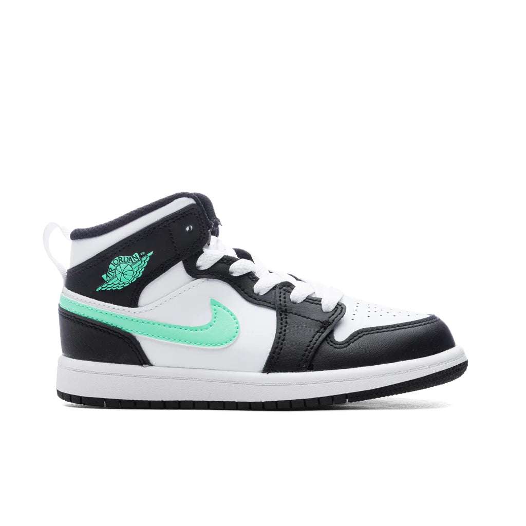 Jordan 1 Mid PS White Green Glow Black