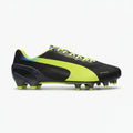 PUMA Evospeed 12 FG Firm Ground Soccer Cleats Black Fluo Yellow Brilliant Blue
