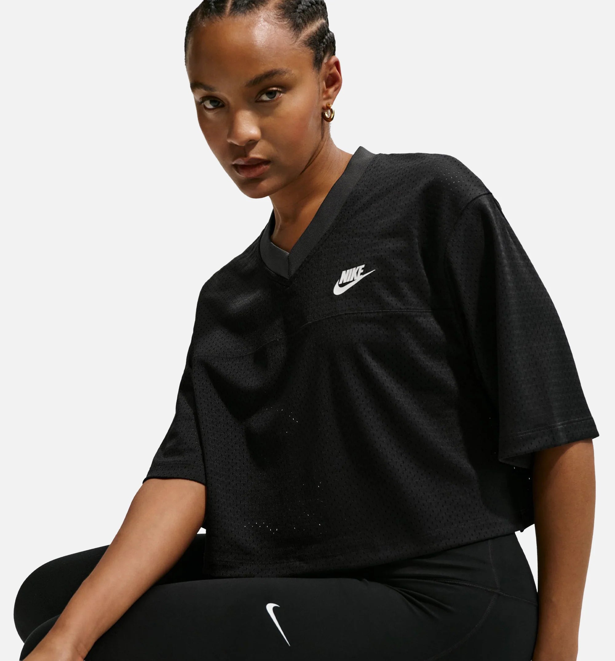 Sportswear Oversized Heritage Cropped Mesh Womens Jersey Black Anthracite Sail
