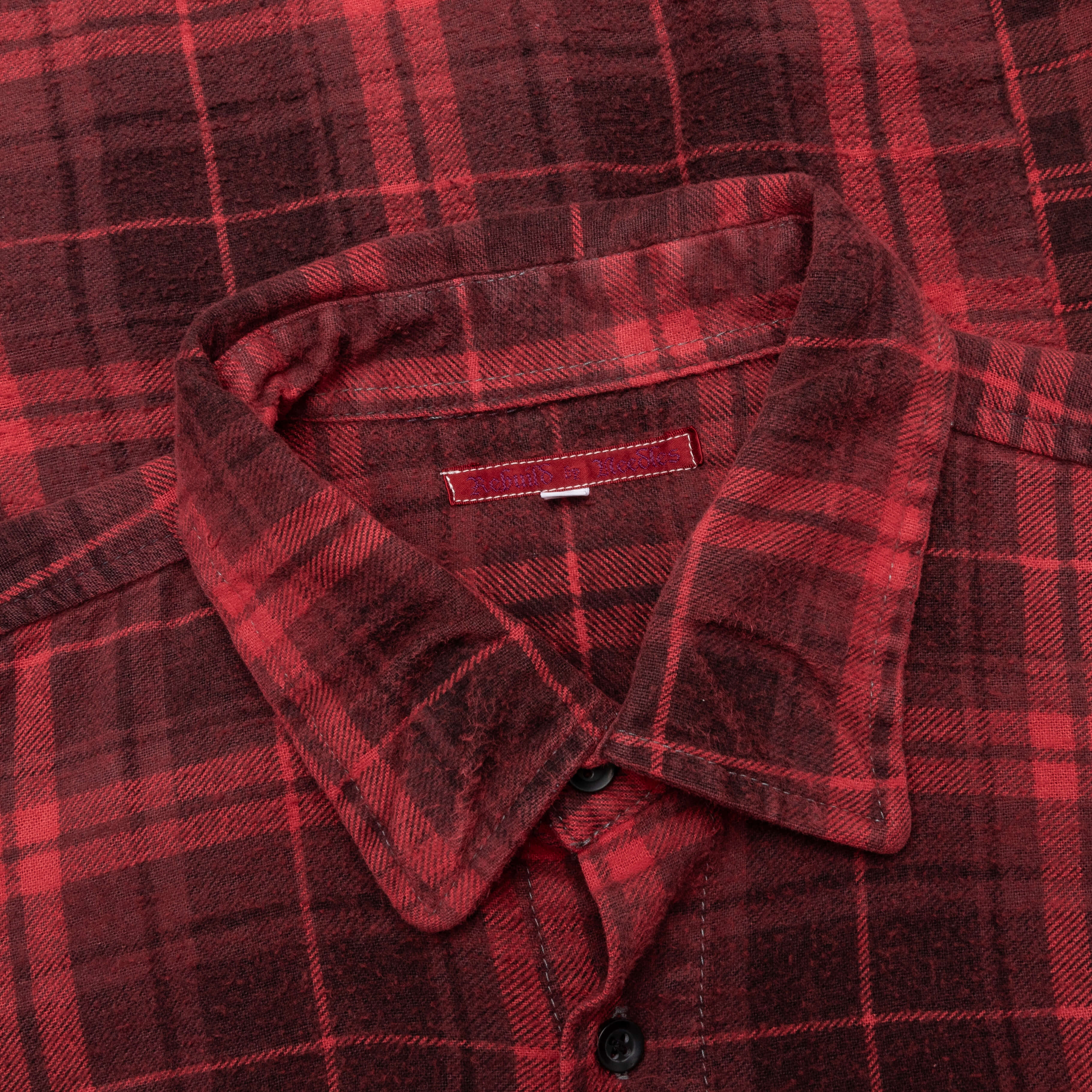 Flannel Shirt 7 Cuts Shirt Over Dye Red