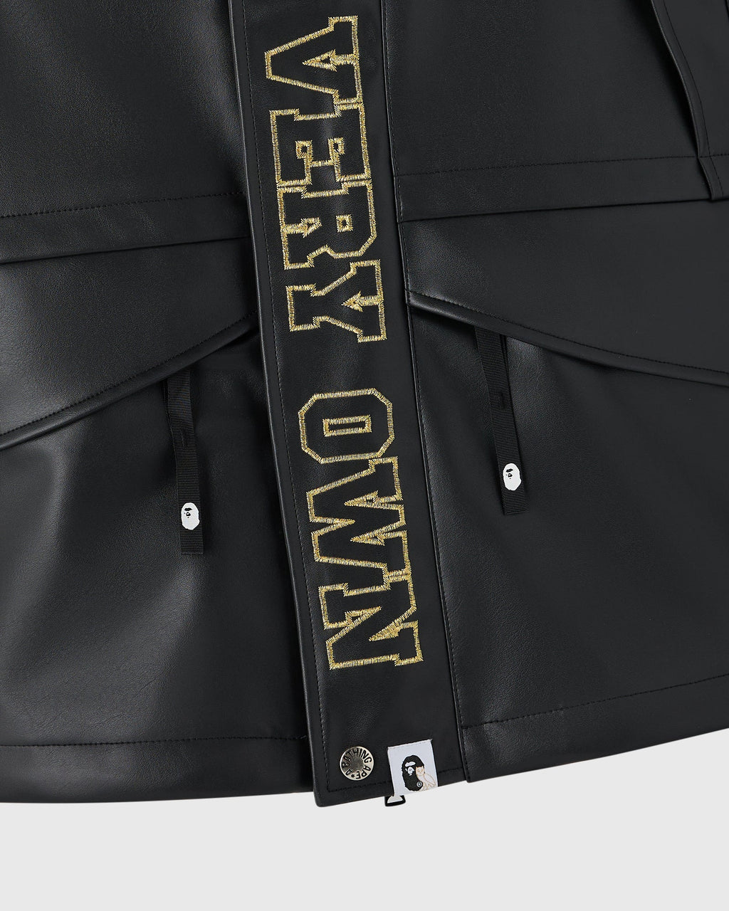 BAPE Faux Leather Snowboard Jacket Black