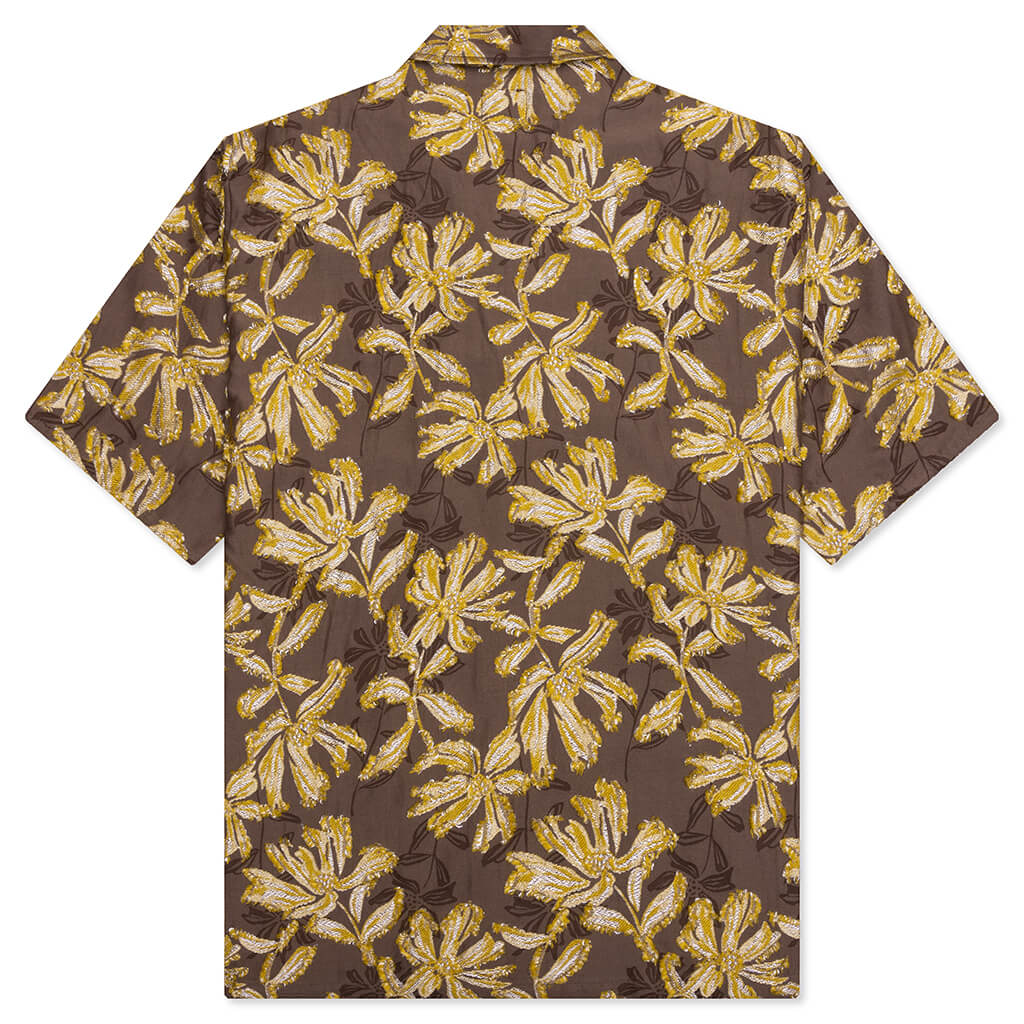 Flower Cut Cabana Shirt Brown