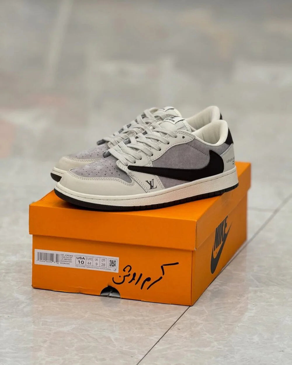 Louis Vuitton x Nike Air Jordan 1 Low Shadow Grey Suede Custom