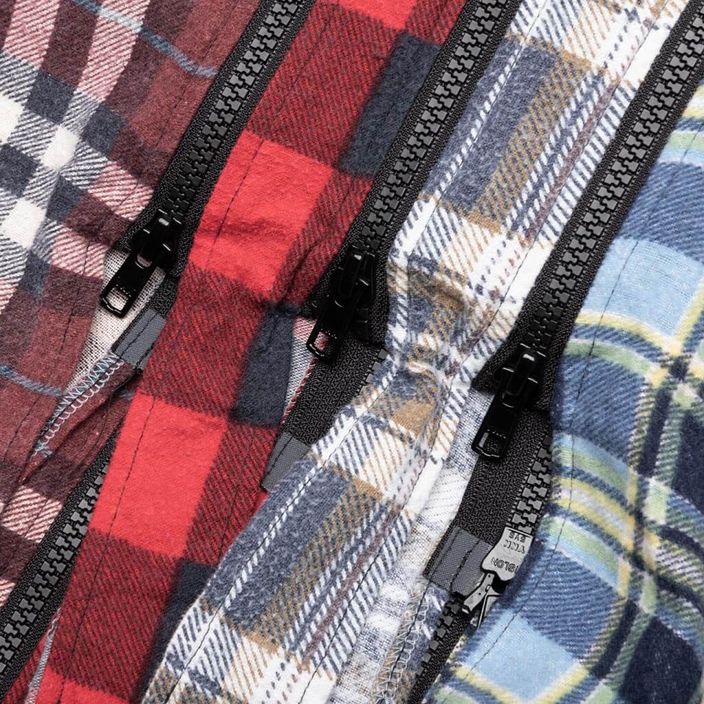 Flannel Shirt 7 Cuts Zipped Wide Shirt Assorted