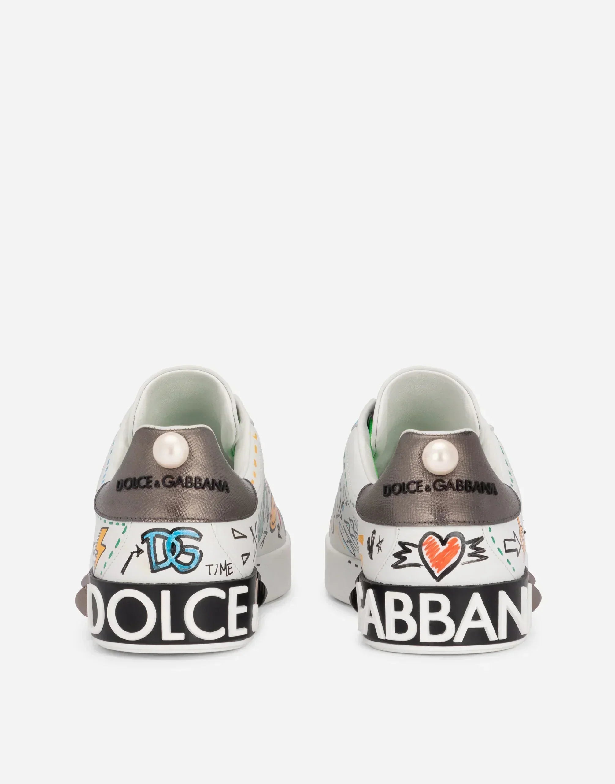DG Calfskin Portofino Sneakers With Embroidery And Studs