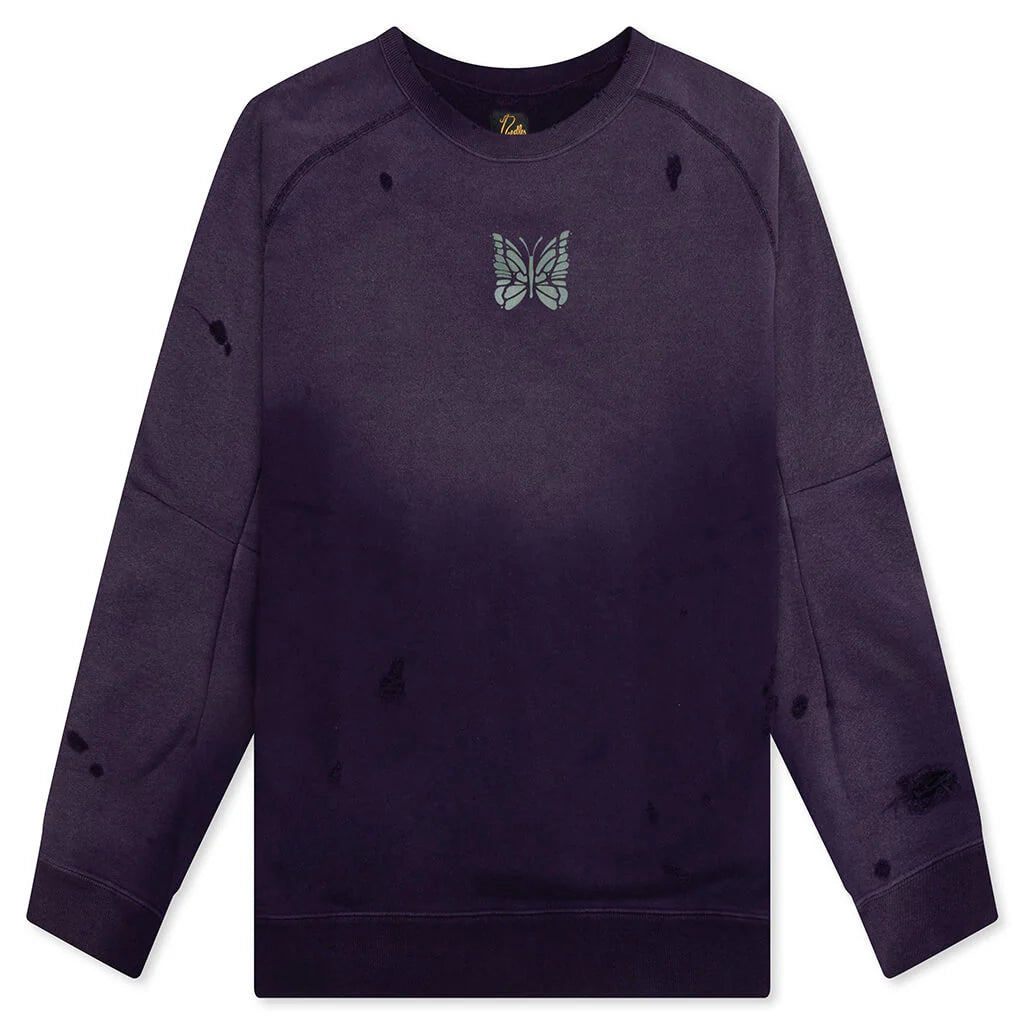 Cotton French Terry Deconstructed Sweatshirt Purple
