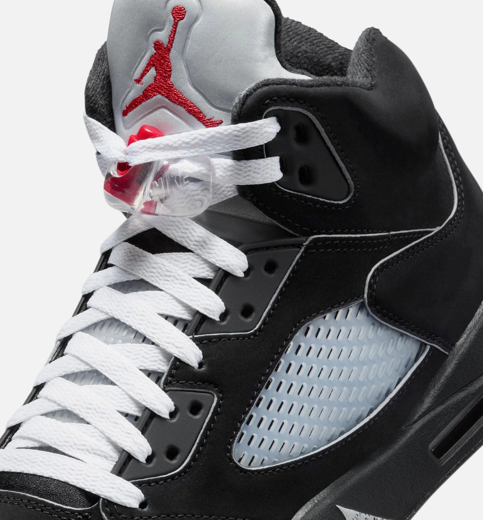 Air Jordan 5 Retro Reimagined Mens Lifestyle Shoe Black White Metallic Silver Fire Red