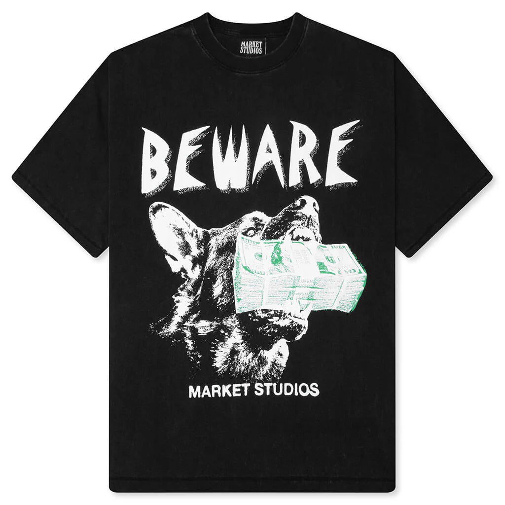 Beware My Income T Shirt Washed Black