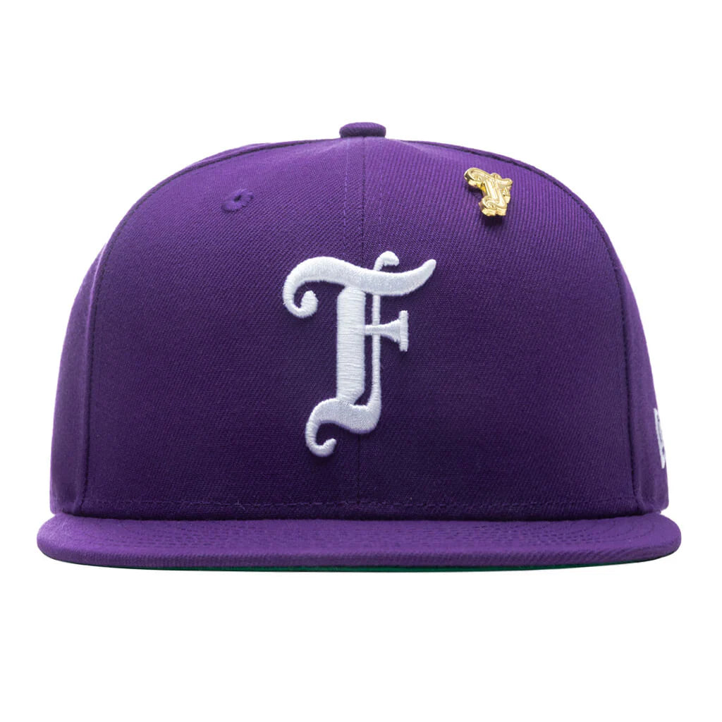 Feature x New Era Old English F Snapback Hat w Pin Deep Purple