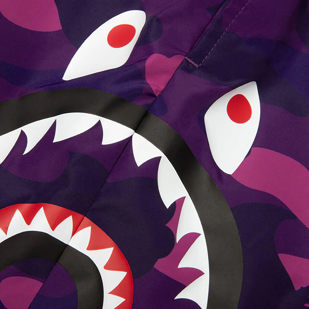 Kids Color Camo Side Shark Beach Shorts Purple